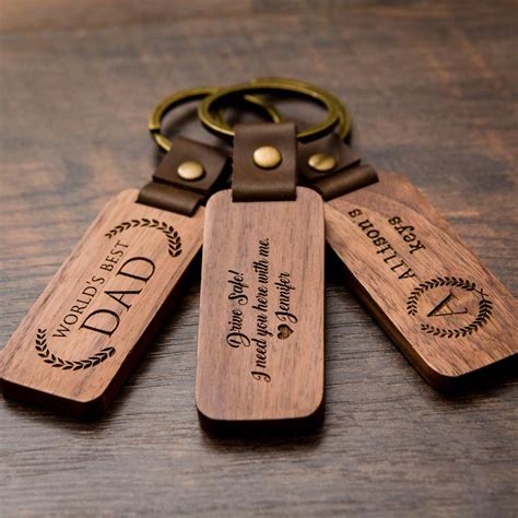 Wood Keychain Engraved Key Chain for Birthday or - Etsy | Wood keychain ...