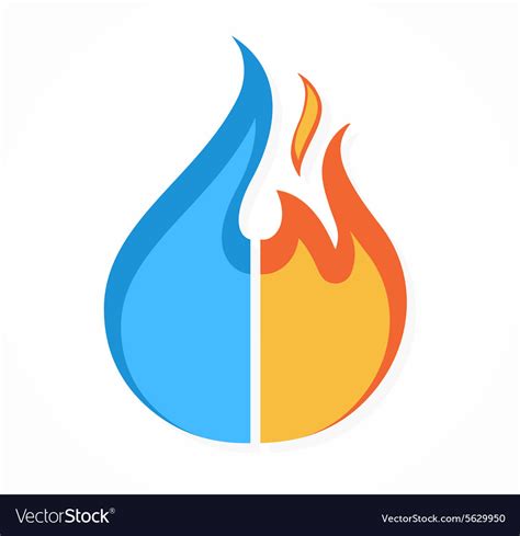 Fire and water logo or icon Royalty Free Vector Image