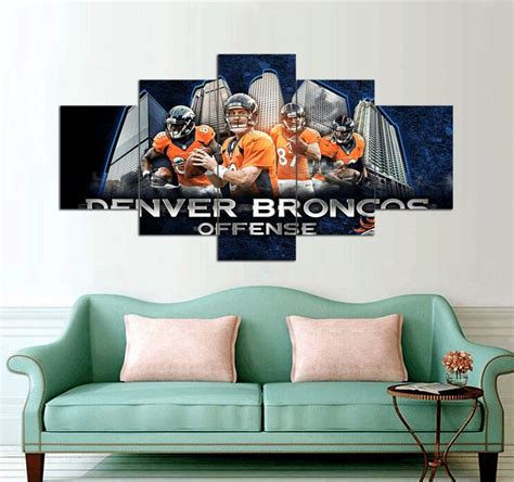 Denver Broncos Team Canvas Art Decor - 5 Piece Canvas Wall Art Prints