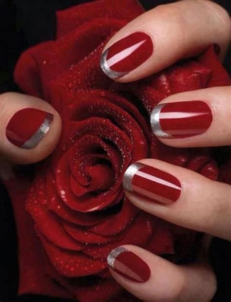 Red And Silver French Tip Nail Designs | Daily Nail Art And Design