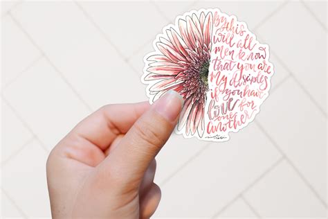 Pink Gerbera Daisy Sticker - Love One Another John 13:35