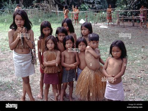 Children from the Yagua Tribe in the Amazon region of Peru Stock Photo ...