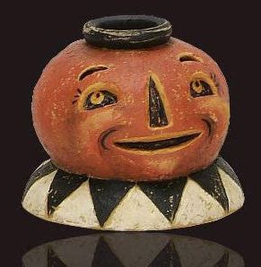 Smiling Jack-O-Lantern Candle Holder - TheHolidayBarn.com