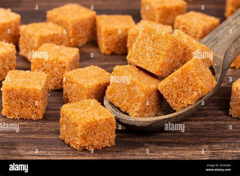 Unrefined Cubed Brown Cane Sugar Crystals - Saccharum officinarum Stock ...