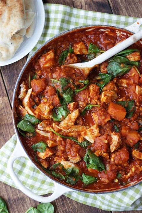 Leftover Turkey Curry Recipe with Lentils, Butternut Squash, and Spinach