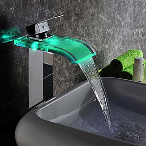 Luxury Brass Waterfall Concealed Wall Mounted LED Faucet