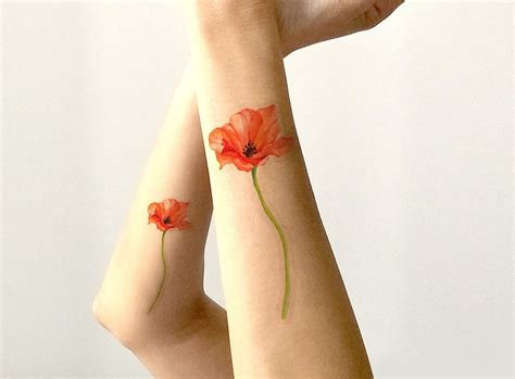 Watercolor Poppies Tattoo