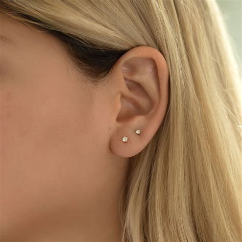 Tiny Crystal Studs | Ear piercing studs, Minimalist ear piercings ...