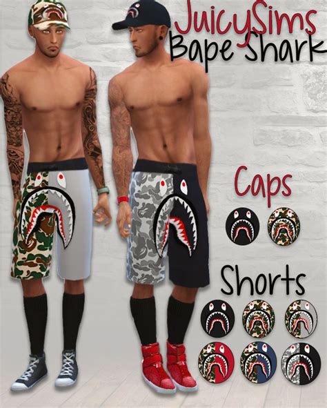 Sims 4 Cc Blog😇 — juicysims: TS4 - Bape Shark Shorts & Caps Caps:... in ...