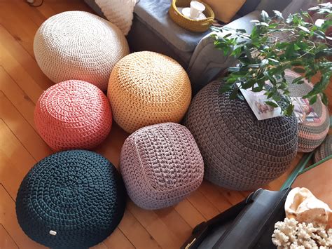 Crochet Pouf Ottoman Pattern PDF With Photo Crochet Home Decor | Etsy