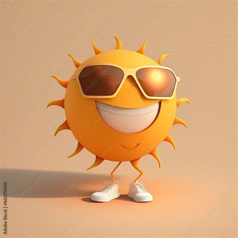 Cute Cartoon Sun Character with Sunglasses (Generative AI) Stock ...