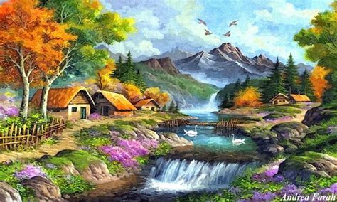 Andrea Farah painting | Landscape art painting, Scenery paintings ...