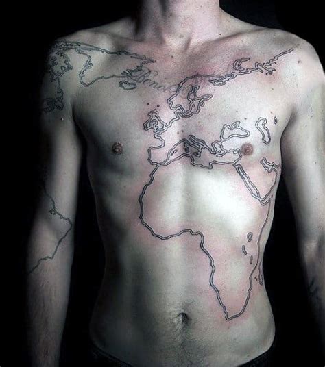 50 World Map Tattoo Designs For Men - Adventure The Globe