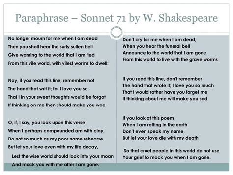 PPT - Paraphrase – Sonnet 30 by W. Shakespeare PowerPoint Presentation ...