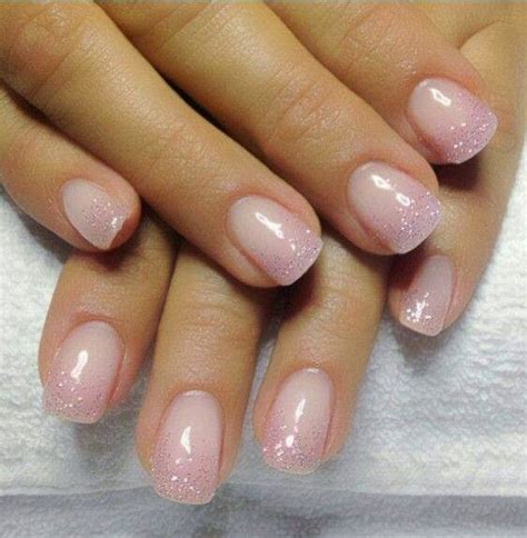 Gel backfill with LED polish natural pink and silver sprinkle French ...