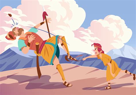 David And Goliath Fighting 150967 Vector Art at Vecteezy