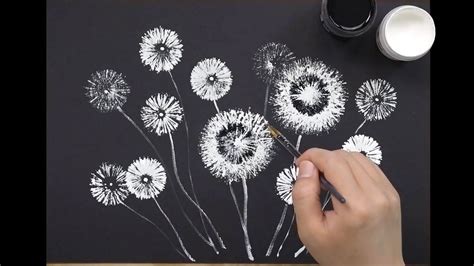 Dandelion painting technique using a straw (simple and easy) in 2020 ...