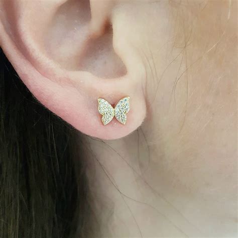 Butterfly Stud Earrings for Women 14K Real Solid Gold | Latika Jewelry