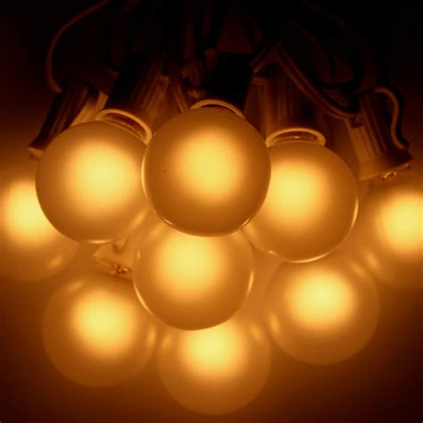 G40 White Satin Glass Bulbs E12 Bases (25 Pack) – Christmas Light Source