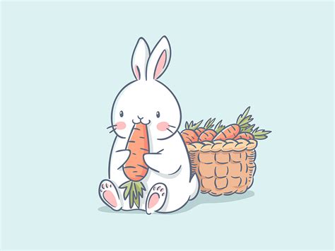 Cute rabbit eat a carrot. Vector illustration. by Nina Pykhtina on Dribbble