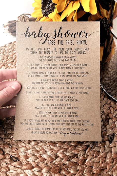 Pass the Prize Baby Shower Poem . Baby Shower Pass the Parcel Poem ...