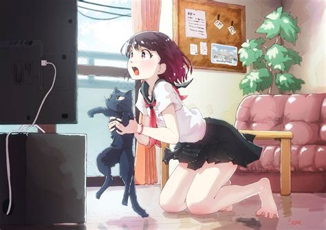 Wallpaper : anime girls, cat, school uniform 1254x885 - ettie03 ...