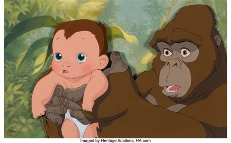 Tarzan Baby Tarzan and Kala Presentation Cel and Production | Lot ...