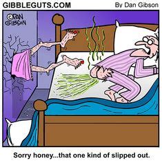 A cartoon about an elderly couple in bed. Old man farts. Funny web ...