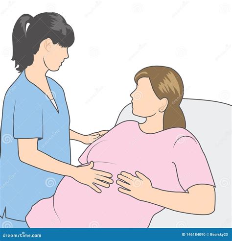 OBGYN Check Up with Pregnant Woman - Hospital Bed Stock Vector ...