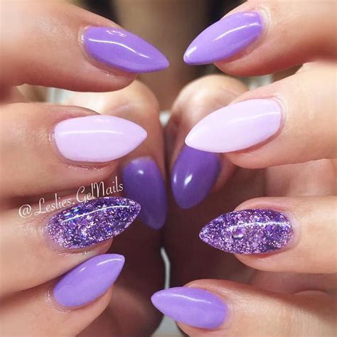 Among all the nail colors purple nails with glitter carry that special ...