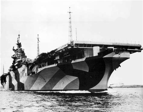 Essex-class aircraft carrier USS Hancock (CV-19) on the day of her ...