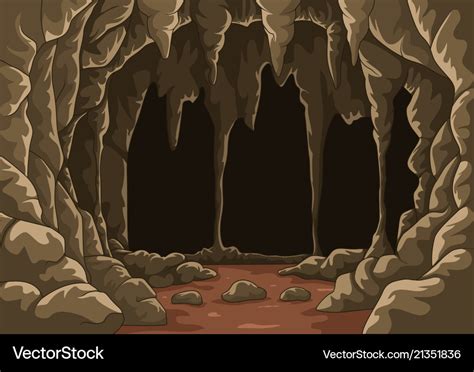 Cartoon the cave with stalactites Royalty Free Vector Image