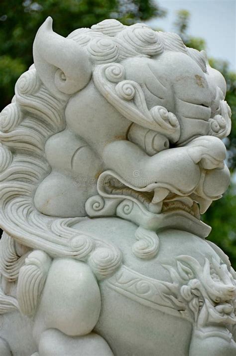 White Kilin Statue, Chantharangsee Temple, Stock Image - Image of ...