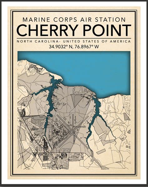 Wall Art Map Marine Corps Air Station Cherry Point Havelock - Etsy