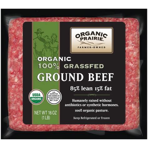 Organic Prairie Ground Beef 85/15 Lean 100% Grassfed Fresh Beef (16 oz ...