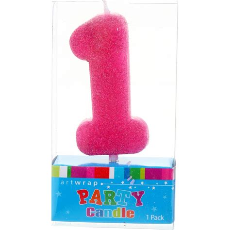 Artwrap Number 1 Glitter Candle - Pink | BIG W