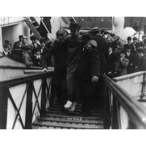 Harold Bride wireless operator of the TITANIC with feet bandaged being ...