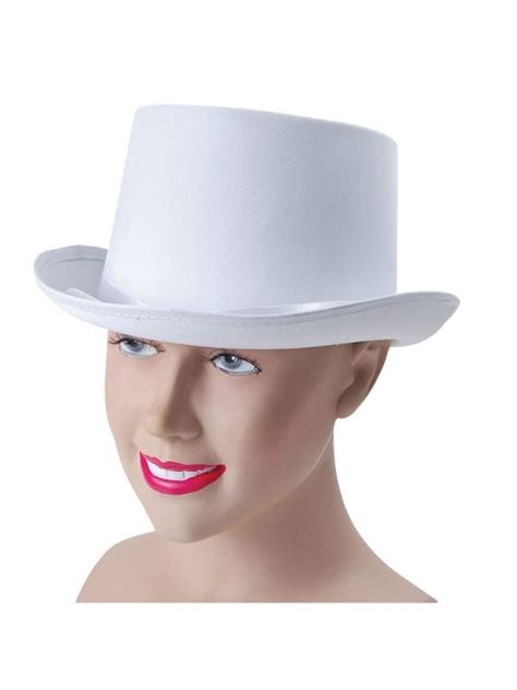 Top Hat White Satin - Costumes R Us Fancy Dress