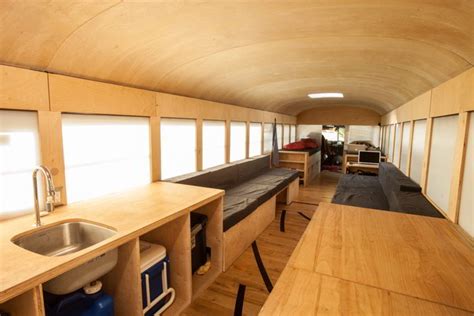 Student Completes Amazing Minimalist School Bus Conversion