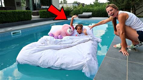 TIANA'S BED IN OUR SWIMMING POOL PRANK!! - YouTube