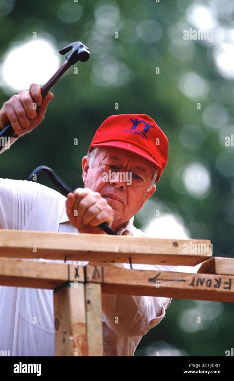 Former President Jimmy Carter works on Habitat for Humanity house in ...