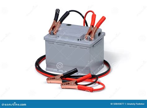 Car Battery and Jumper Cables Isolated on White Background Stock Image ...