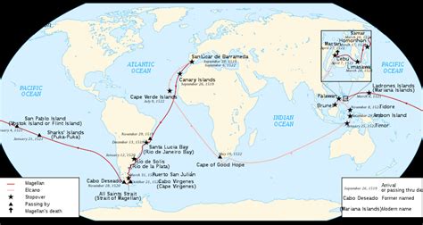 Map of Ferdinand Magellan's Circumnavigation (Illustration) - World ...