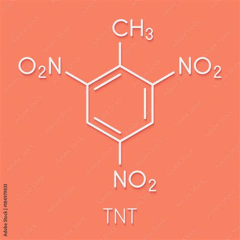 Trinitrotoluene (TNT) high explosive molecule. Skeletal formula. Stock ...