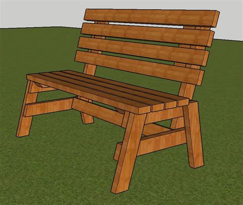 PLANS for Park Bench Plans 4ft Long DIY 2x4 Wood Construction, Fast ...