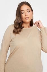 YOURS Curve Plus Size 3 PACK Beige Brown & Pink Long Sleeve Tops ...