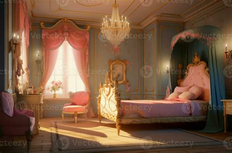 Princess pink royal bedroom. Generate Ai 30582350 Stock Photo at Vecteezy