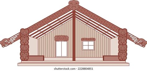 Nz Maori Marae Carved Meeting House Stock Vector (Royalty Free ...