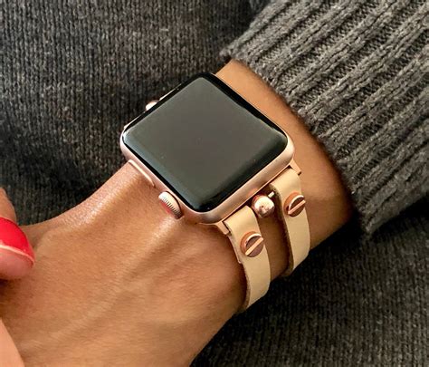 APPLE WATCH BAND Vegan Leather Apple Watch Strap Rose Gold iWatch ...