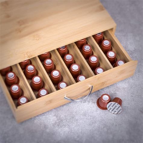 woodluv Bamboo Coffee Pod Holder Drawer Cabinet - FoodWrite